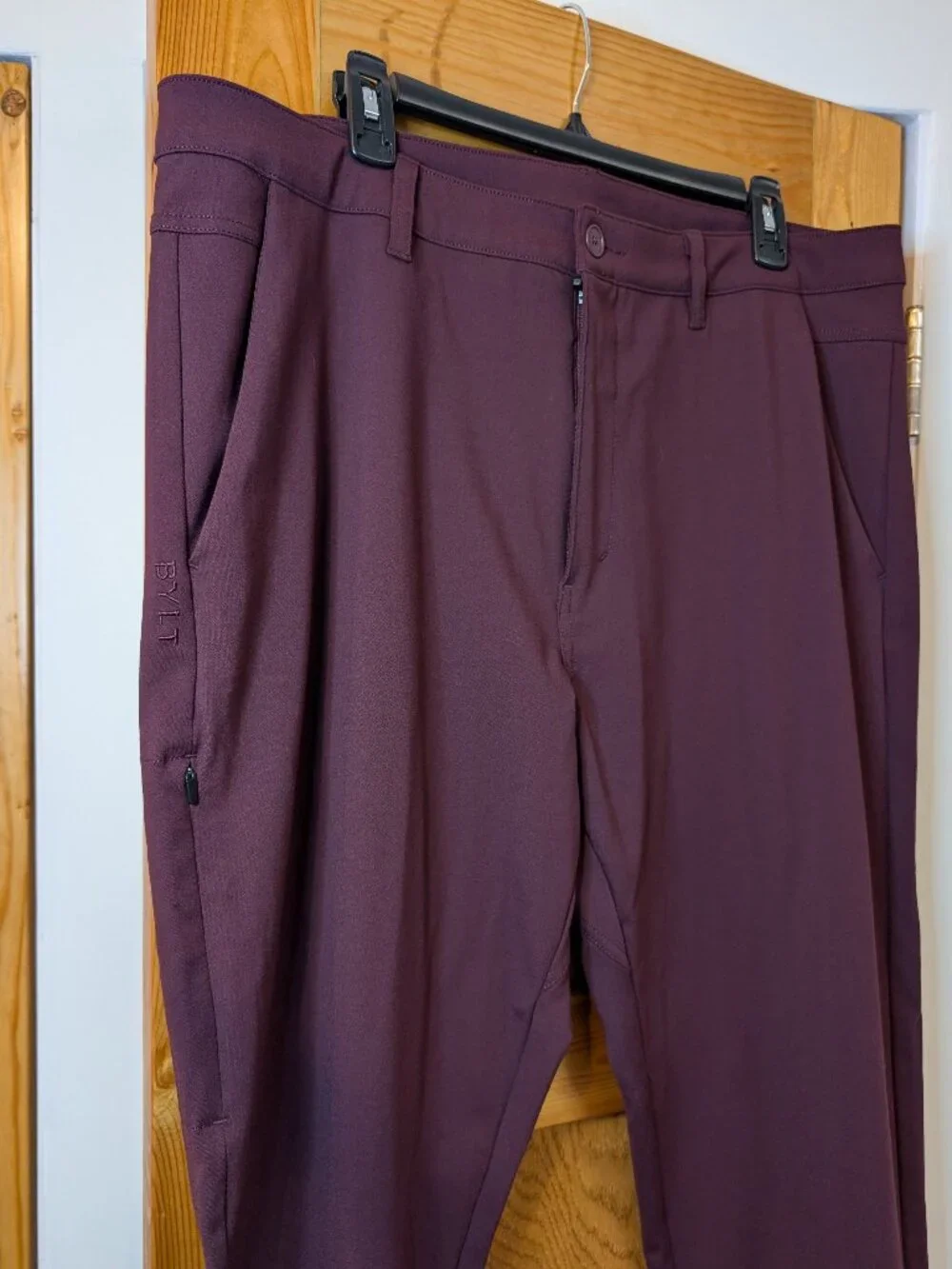 BYLT Men's 40 Waist Premium Basics Everyday Pants 2.0 Slim Fit, Maroon, Like New